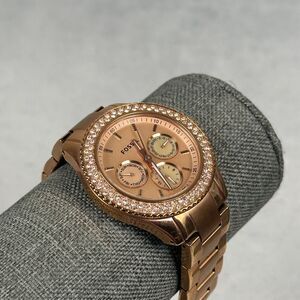 Fossil Watch Womens 38mm Riley Multifunction Crystal Bling 6" New Battery ES3003